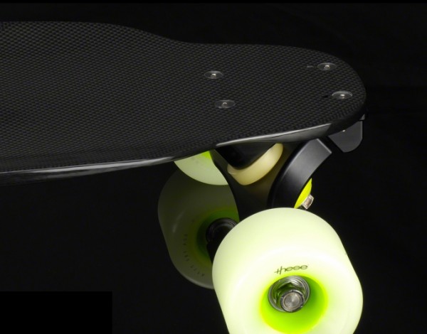 The front tip of the longboard.