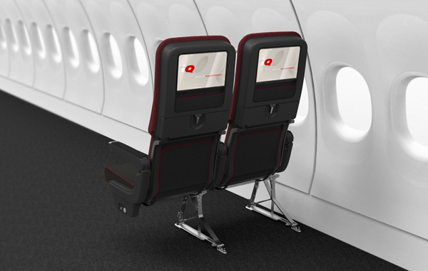 Qantas' Redesigned Business Suites, economy section screens