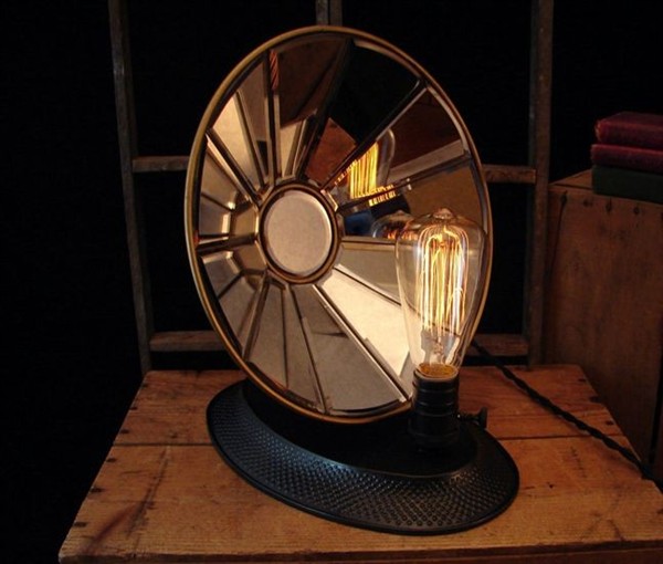 A hubcap lamp