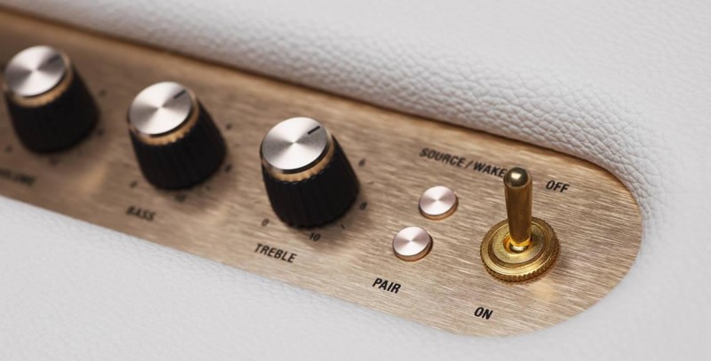 Stanmore Bluetooth Speaker from Marshall,Close up of Analog Switches 