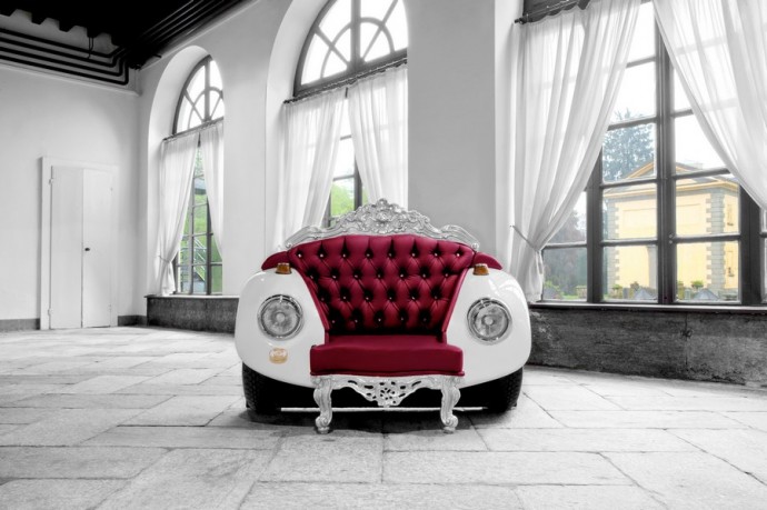 Glamour Beetle Armchair, Red Upholstery 