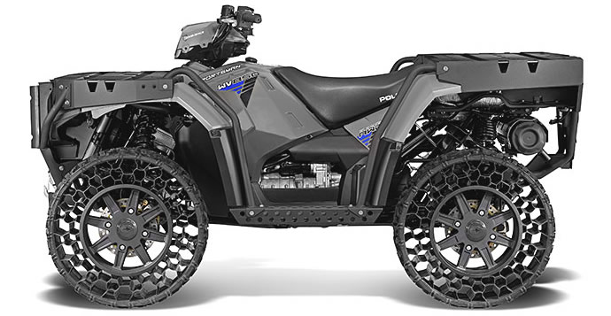 Polaris ATV with Military-Grade Airless Tires, Side View