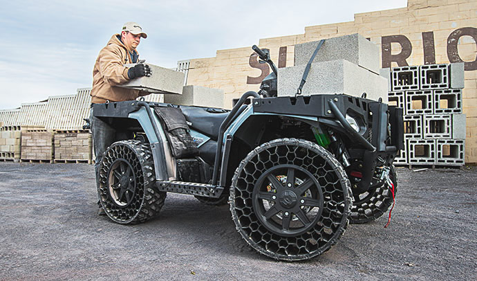 Polaris ATV with Military-Grade Airless Tires, Heavy Duty