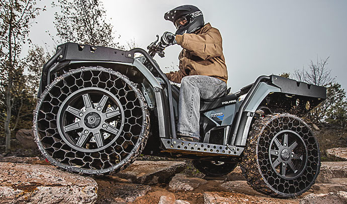 Polaris ATV with Military-Grade Airless Tires