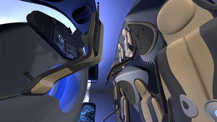Boeing Commercial Space Travel Concept, Seats Close Up