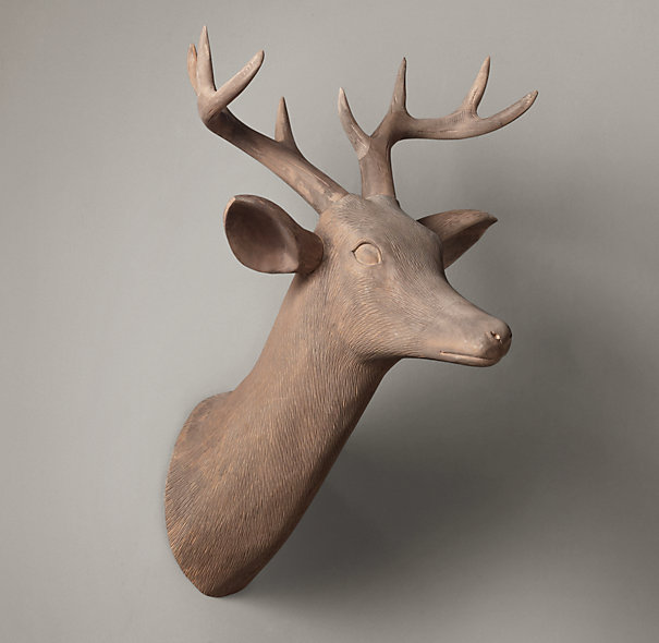 Hand-Carved Game Trophies From Restoration Hardware, Stag Side View