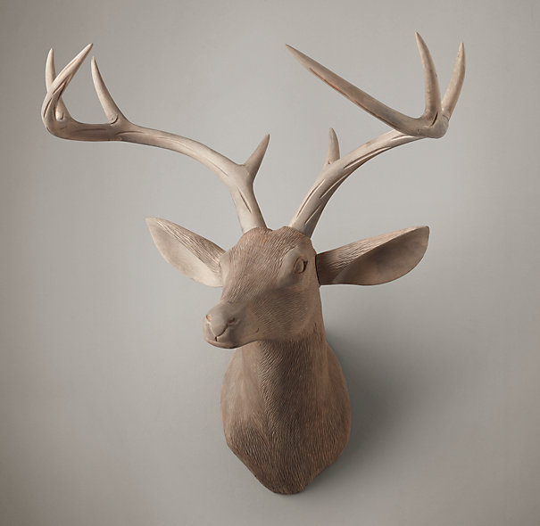 Hand-Carved Game Trophies From Restoration Hardware, Stag Right Faced