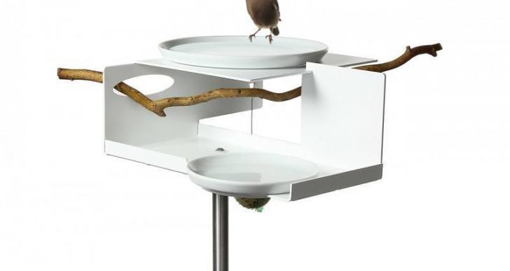Bauhaus-Inspired Birdhouses and Bird Baths