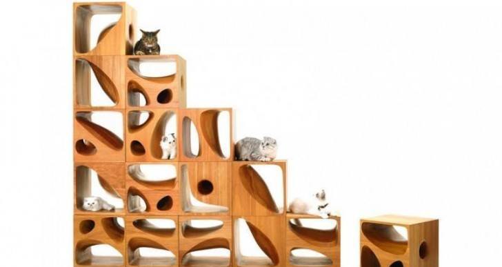 CATable 2.0 Are Stackable Wood Cubes for Your Feline Friends
