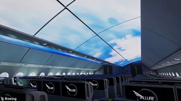 Boeing Shows Off Future Cabin Interior With LED Ceiling and Curved Screens
