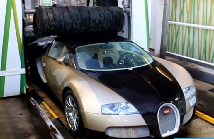 Driver Takes His Bugatti Veyron to a Gas Station Car Wash