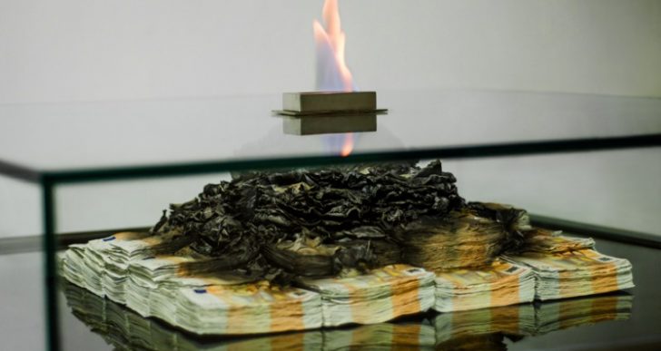 ‘Too Much? II’ Cash-Burning Sculptural Table
