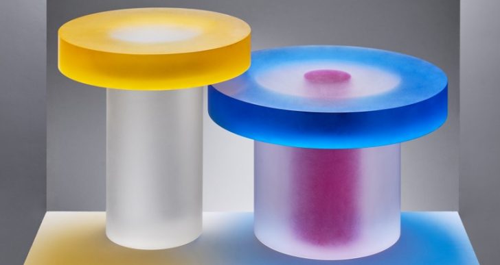 London Designer Andy Martin’s Resin Table Designs Play with Perception, Light, Color