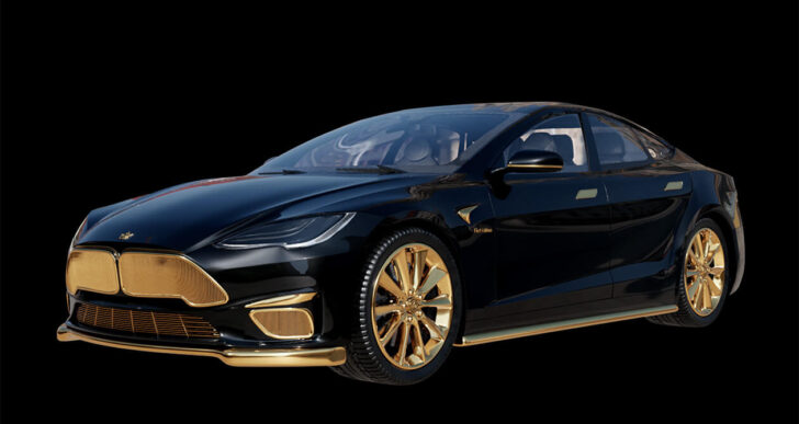 Gilded Tesla Model S Plaid Offered by Russian Bling Specialist Caviar for $300K