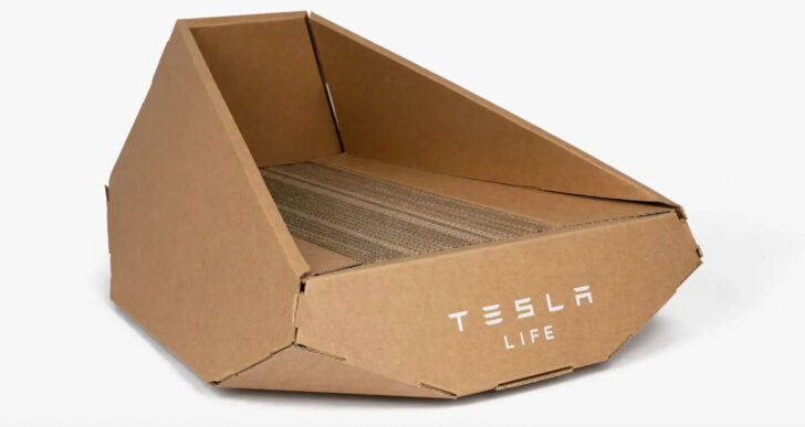 Tesla Serves Up Cybertruck-Inspired Cardboard Cat Bed